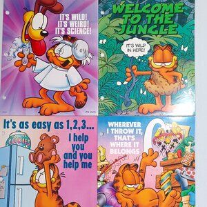 Vintage Lot of Four Garfield the Cat School Folders Portfolios